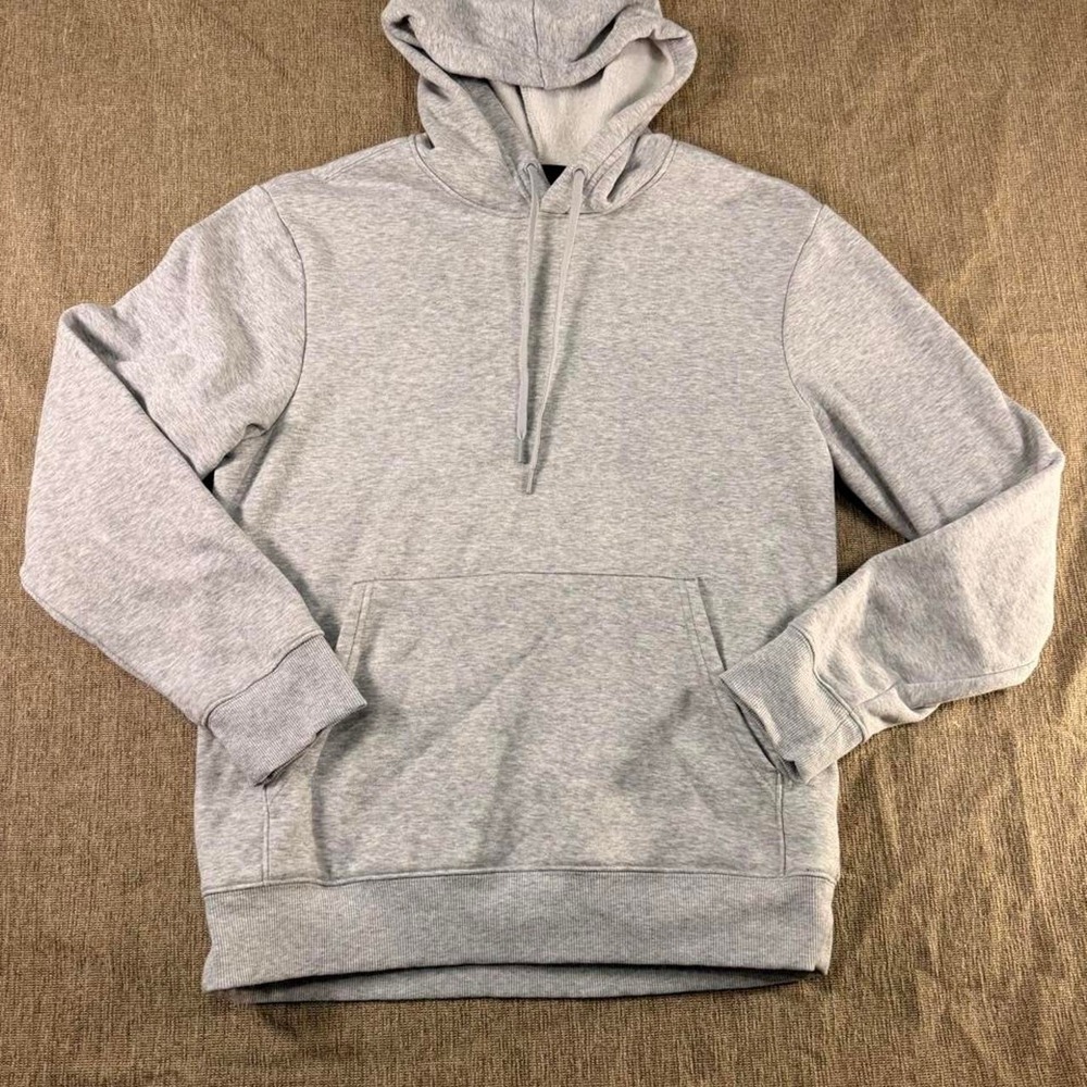 Athletic Works Mens Heather Grey Fleece Pullover Hoodie Sweatshirt Size Medium